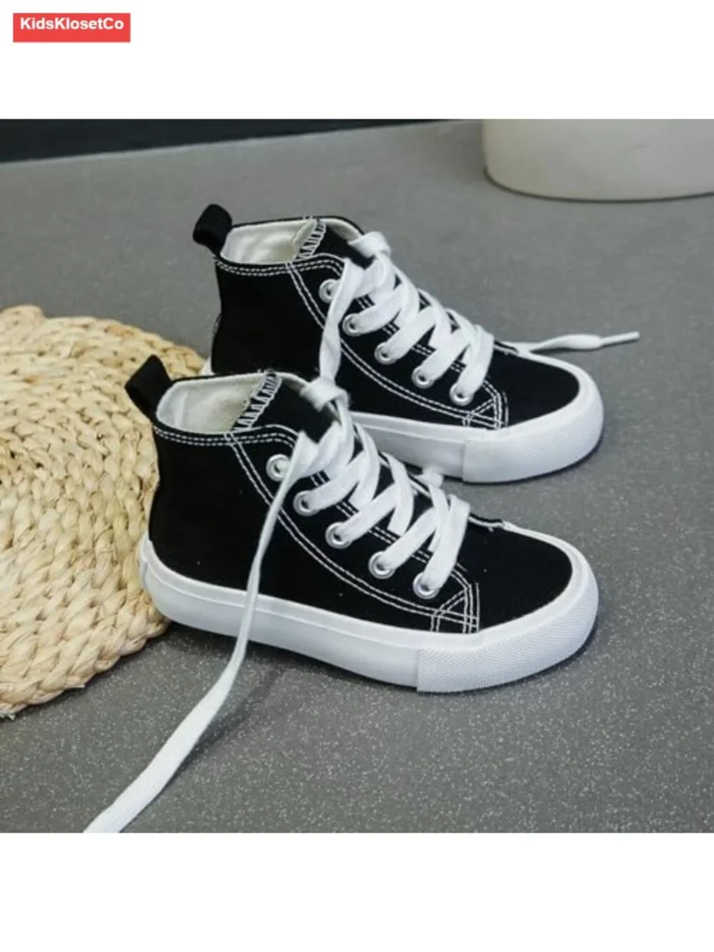 Kids High Top Canvas Sneakers Lace-up Children's Shoes